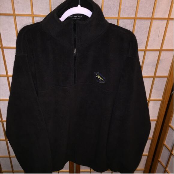 Men's Ultra Club Iceberg Fleece 1/4 zip black size L small flaw - Picture 1 of 8
